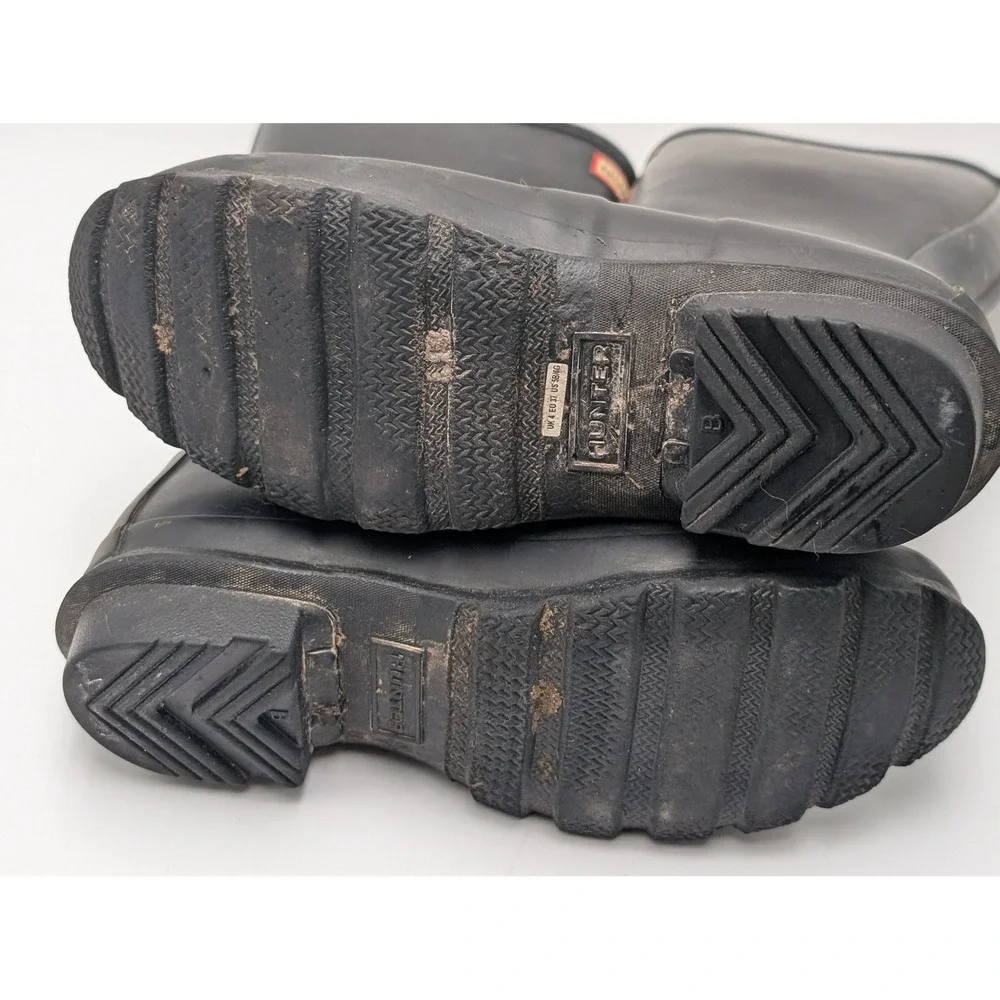 Hunter Rain Boots Women 5 Black Original Tall Matte Waterproof Rubber Buckle
